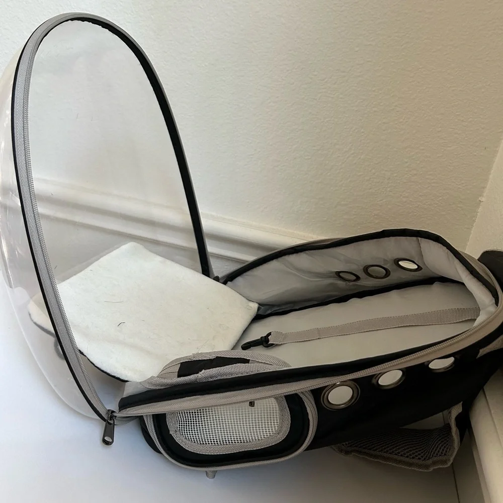 Clear Small Pet Bubble Carrier Backpack with Black Trim